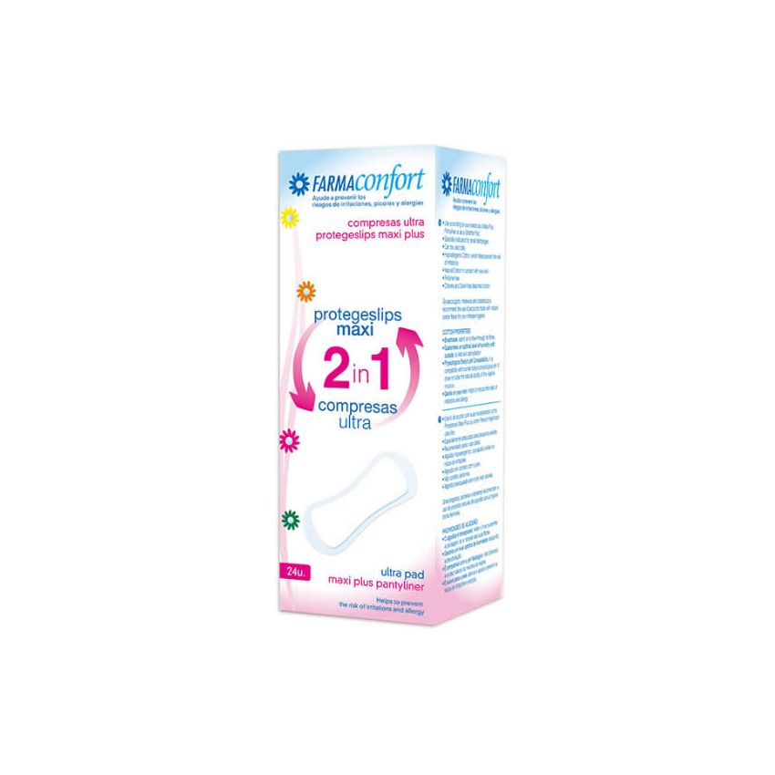 Farmaconfort Protège-Slip Maxi 2In1 Serviette Hygiénique Ultra 24 Unité