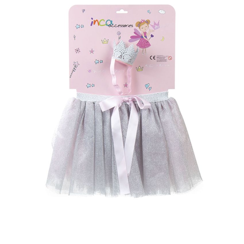 Tutú Plateado Y Cinta Con Corona Coffret - 2 U