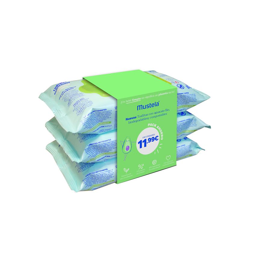 Mustela Lingettes 3X60 Unités