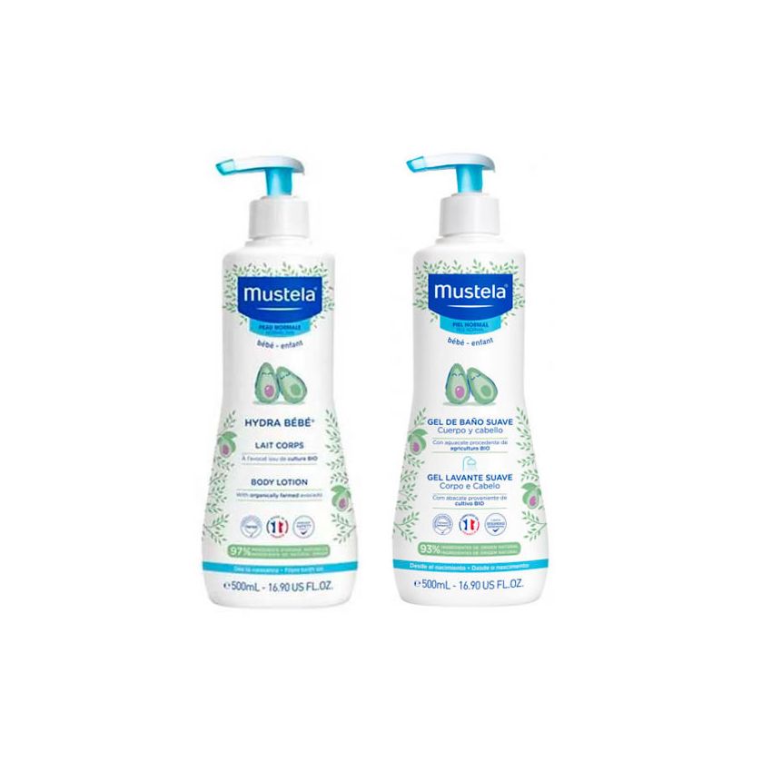 Mustela Hydra Baby Lait Corporel 500Ml + Gel De Bain 500Ml