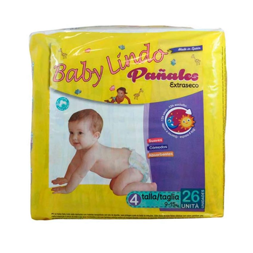 Baby Lindo Diapers T4 9-15 Kg 26 Units
