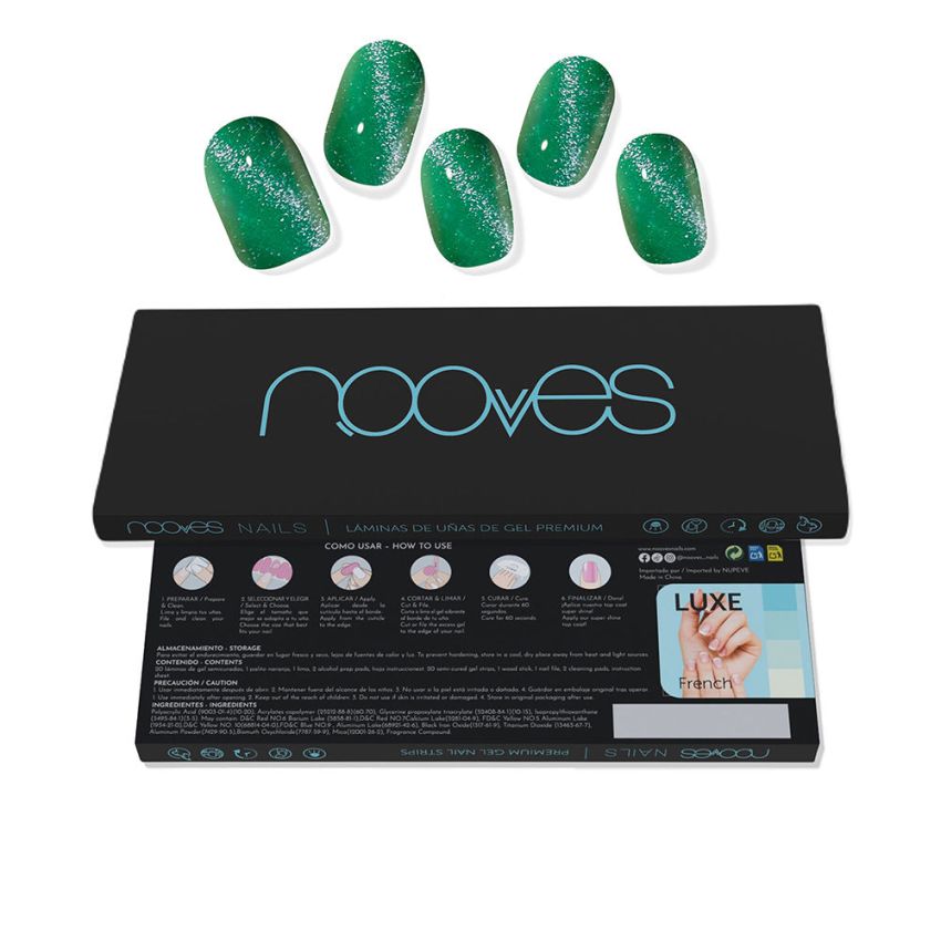 Jade Glass Premium Glam Feuilles À Ongles En Gel #Oeil De Chat Vert - 20 U