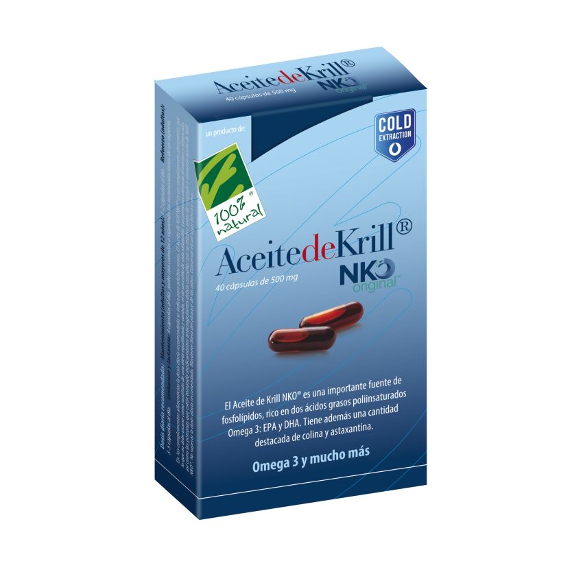 100%Natura Aceite De Krill Nko 40 Cap De 500 Mg