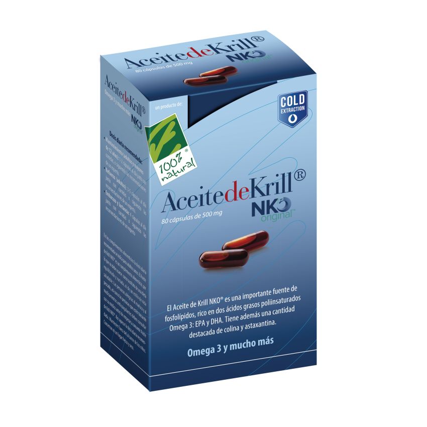 100%Natura Aceite De Krill Nko 80 Cap De 500 Mg