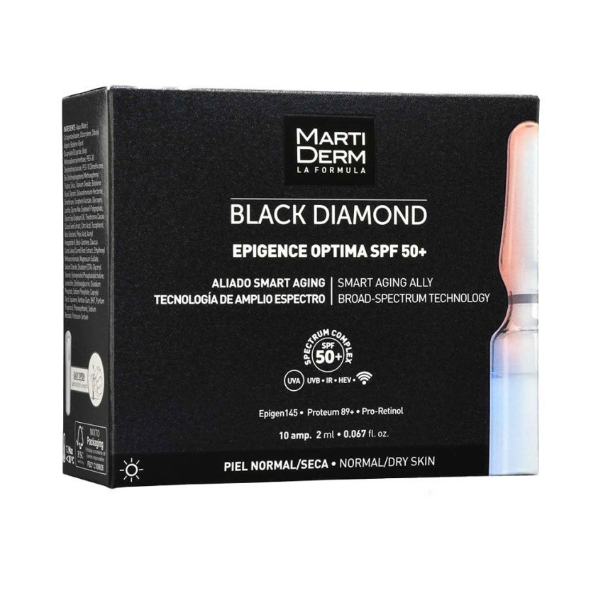Ampoules Black Diamond Epigence Optima Pour Peaux Normales-Sèches Spf50+ - 10 X 2 Ml