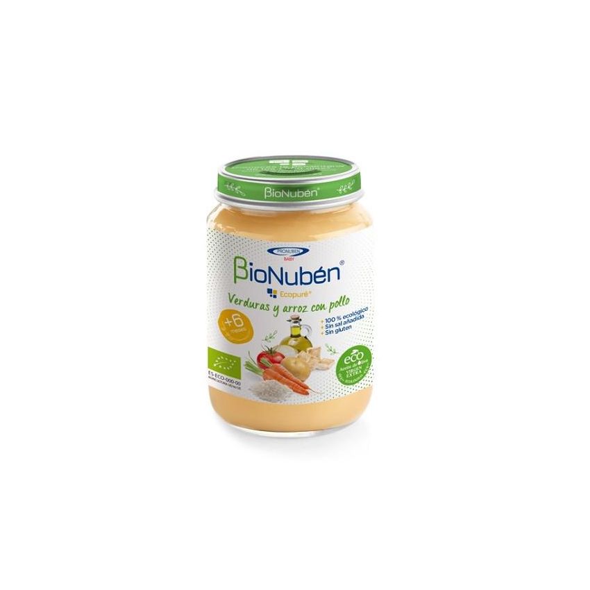 Bionubén Bionuben Ecopuré Tarrito Verduras Y Arroz Con Pollo 6M 250G