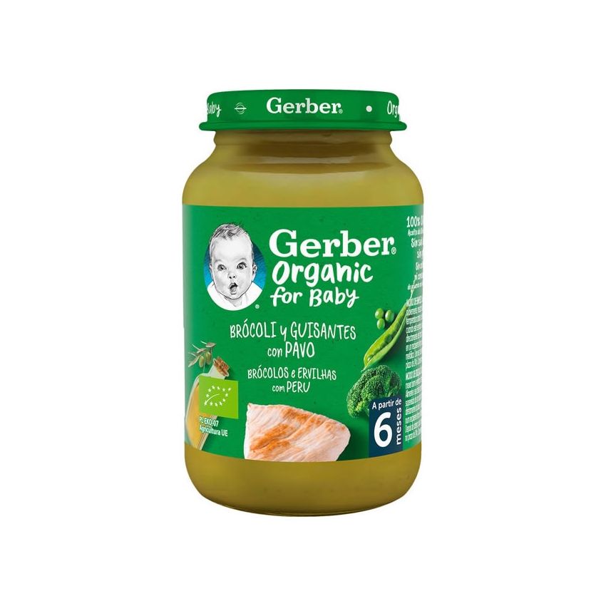 Gerber Bio Purée De Brocoli Et Pois Avec Dinde 190G