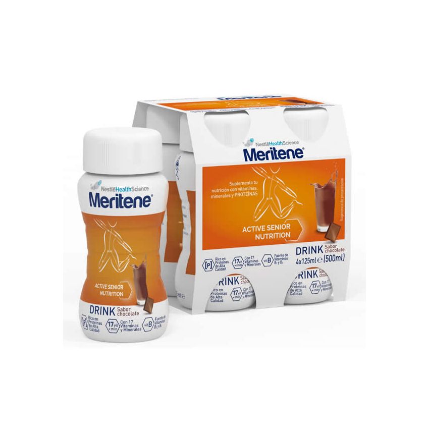 Meritene Active Senior Nutrition Drink Sabor Chocolate 4X125Ml