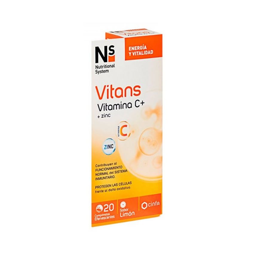 Ns Vitans Vitamine C + Zinc 20Comprimés Effervescents Saveur Citron