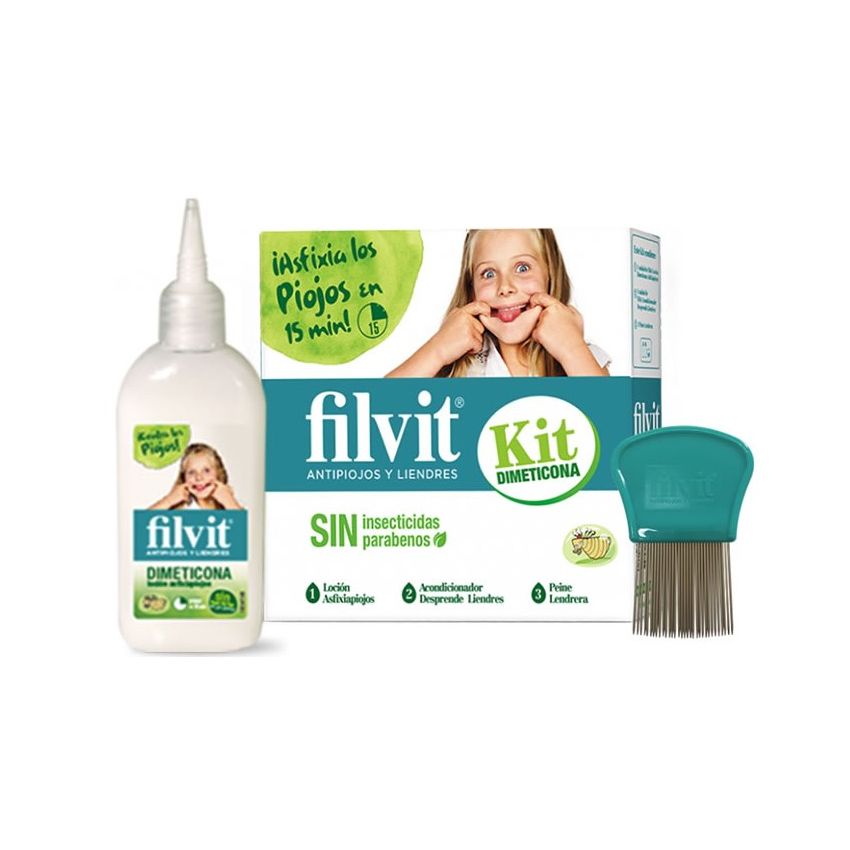 Filvit Dimeticona Anti Poux Lotion 125Ml Coffret 3 Produits