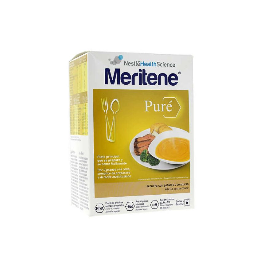 Meritene Puré Ternera Con Patatas Y Verduras 6 Sobres