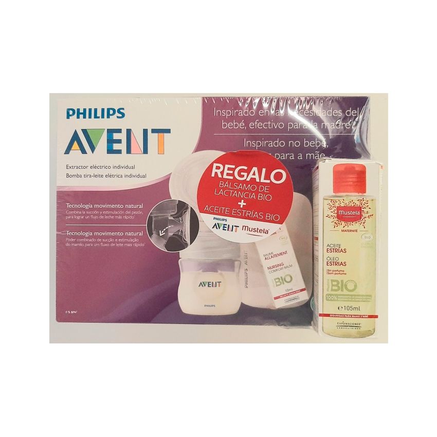 Avent Comfort Electric Breast Pump +Cadeau Gratuit Mustela Organic Breastfeeding Balm 10Ml +Mustela Anti-Stretch Mark Oil 105Ml
