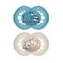 Mam Original Pure Sucette Silicone +6Mois Bleu/Beige 2Unités