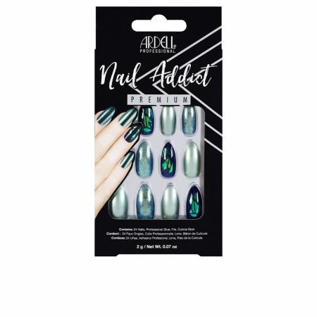 Ardell Nail Addict Green Glitter Chrome False Nails