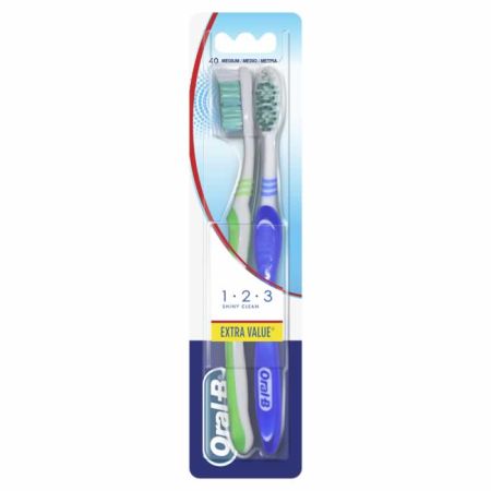 Oral-B Shiny Clean Brosse À Dents Medium 2 Unités
