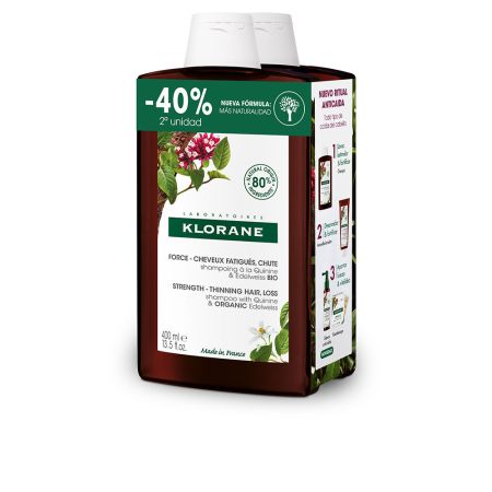 Klorane Shampooing Á La Quinine Et  Á L'Edelveiss Bio 2x400ml
