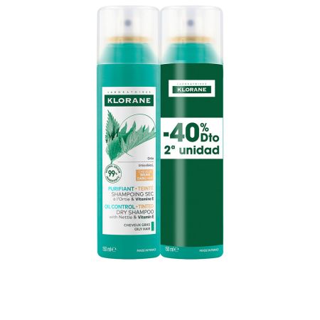 Klorane Shampoing Sec Purifiant À L'ortie Pour Cheveux Bruns 2x150 ml