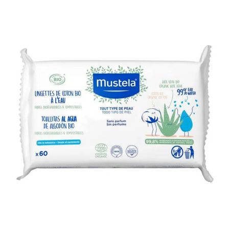 Mustela Lingettes D'eau En Coton Biologique 60U