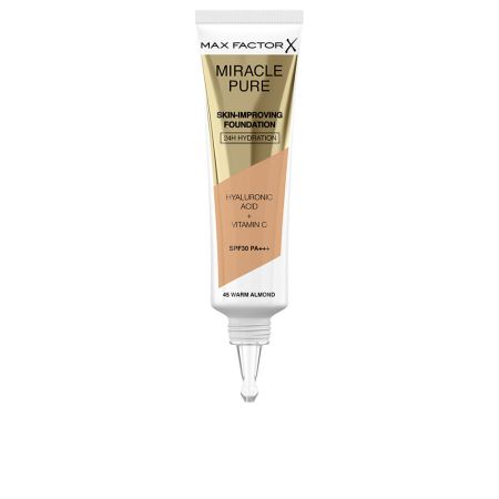 Max Factor Miracle Pure Skin-Improving Foundation 24h Hydration Spf30 45-Warm Almond 30ml