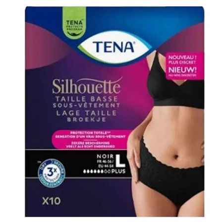Tena Silhouette Noir Taille Basse Taille L 10 Unités