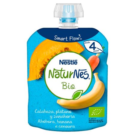 Nestlé Naturnes Bio Sachets Citrouille Banane Carotte 90g