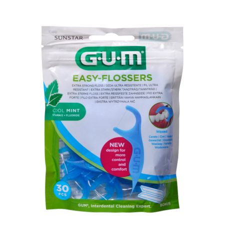 Gum Sunstar Easy Flossers Menthe Fraîche Vit-E Fluor 30 Unités