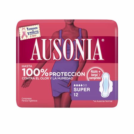 Ausonia Super Plus Avec Ailettes Serviettes Hygiéniques 12 Unités