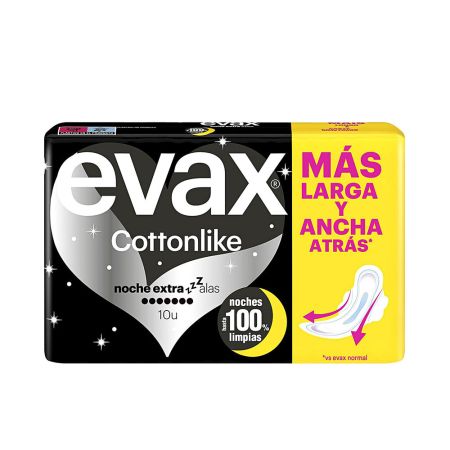 Evax Cottonlike Compresas Noche Extra Alas 10 U