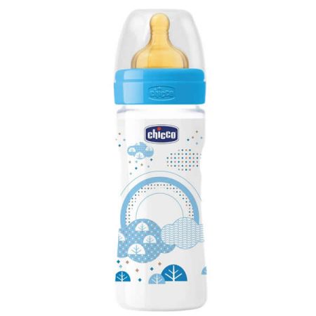 Chicco Well-Being Bottle Latex Medium Flow Blue 2M+ 250ml