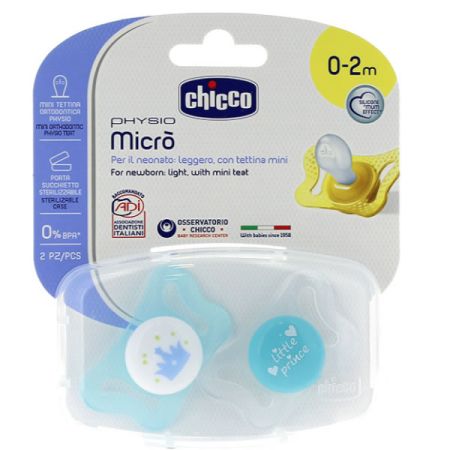 Chicco Sucette Physio Micro Silicone 0-2m 2 Unités 