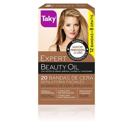 Taky Beauty Oil Depilatory Facial Wax Bands 12uds