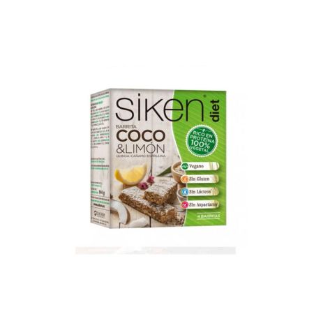 Siken Diet Protéines Végétales Noix De Coco et Citron 4 Unités De 36g