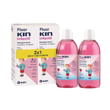 Kin Fluorkin Bain de Bouche Enfant Fraise 2x500ml