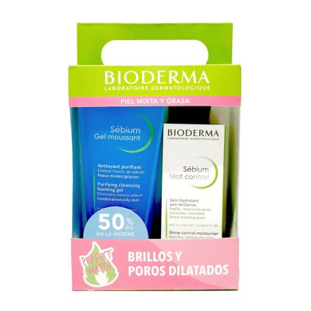 Bioderma Pack Brillance Et Pores Dilatés Gel Moussant Sebium 200ml + Sebium Mat Control 30ml
