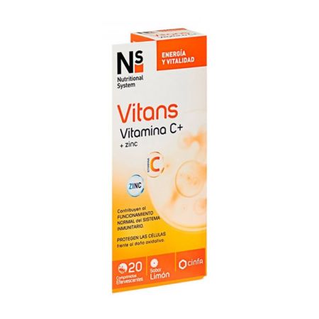 Ns Vitans Vitamine C + Zinc 20Comprimés Effervescents Saveur Citron