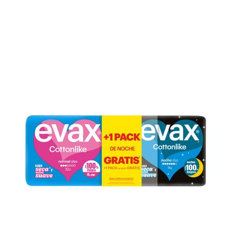 Evax Cottonlike Compresas Pack Normal Alas Día 32 U   Noche Alas 11 U